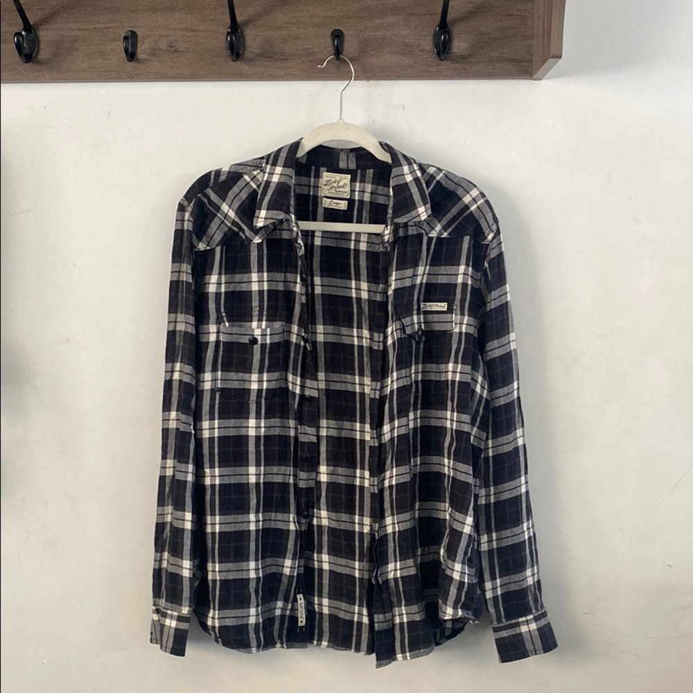 Lucky Brand Black and White Casual Button Down Shirt